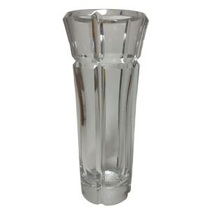 Mikasa Crystal Flower Vase Heavy Contemporary Grooved Made‎ in Yugoslavia